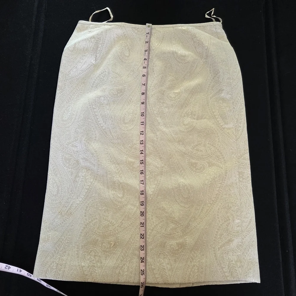 Le Suit Ivory Neutral Paisley Pencil Skirt Size 12